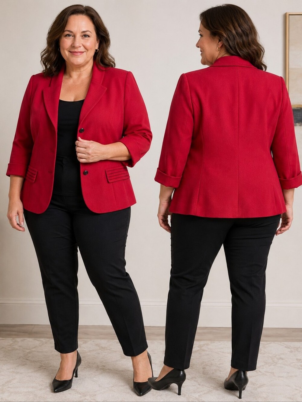 Tahari Arthur S. Levine Red Blazer Size 14W Contemporary Classic • Quiet Luxury